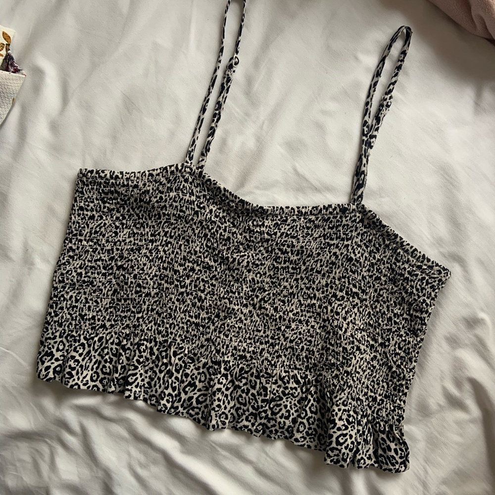 Cropped Cheetah Print Tank Top